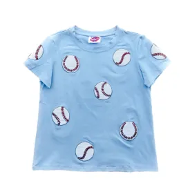 Fly Balls Powder Blue Baseball Tee