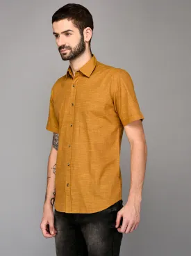 Golden Self Textured Slim Fit Casual Shirt | JadeBlue