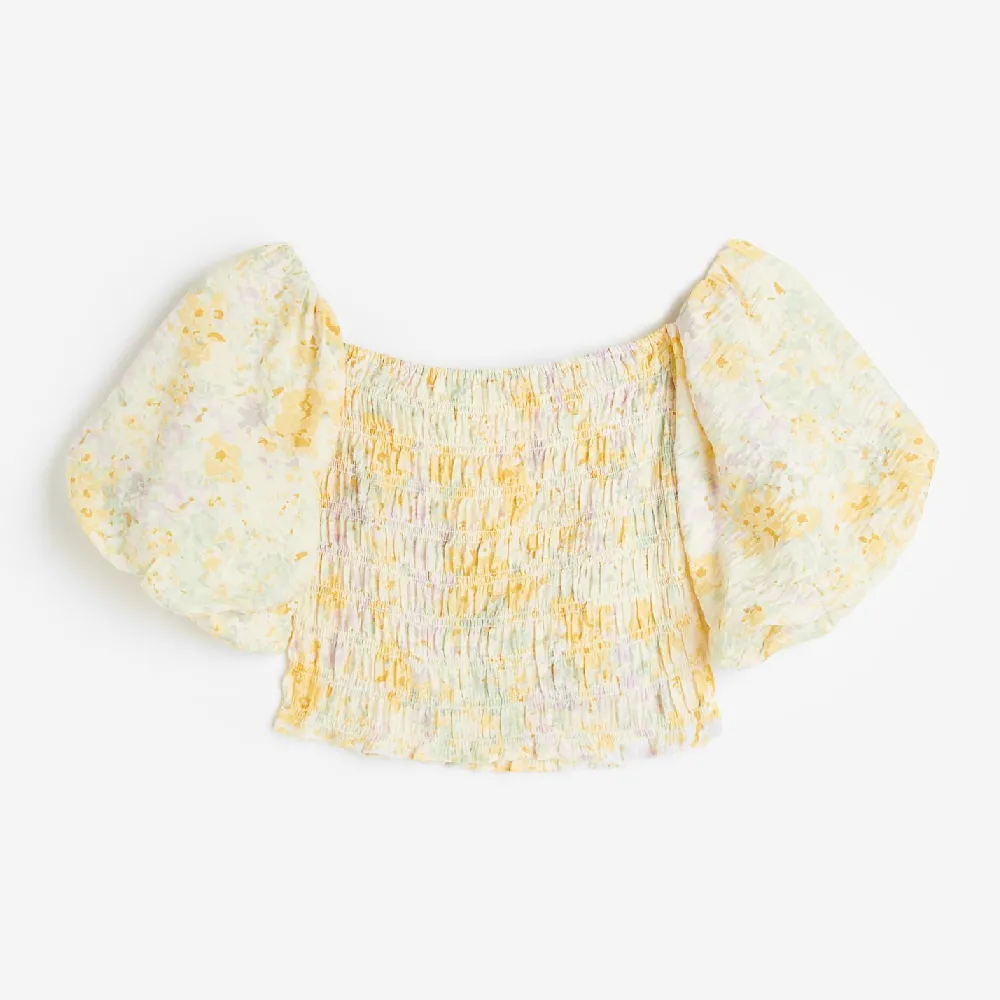 H&M Open-backed Rib-knit blouse, light yellow