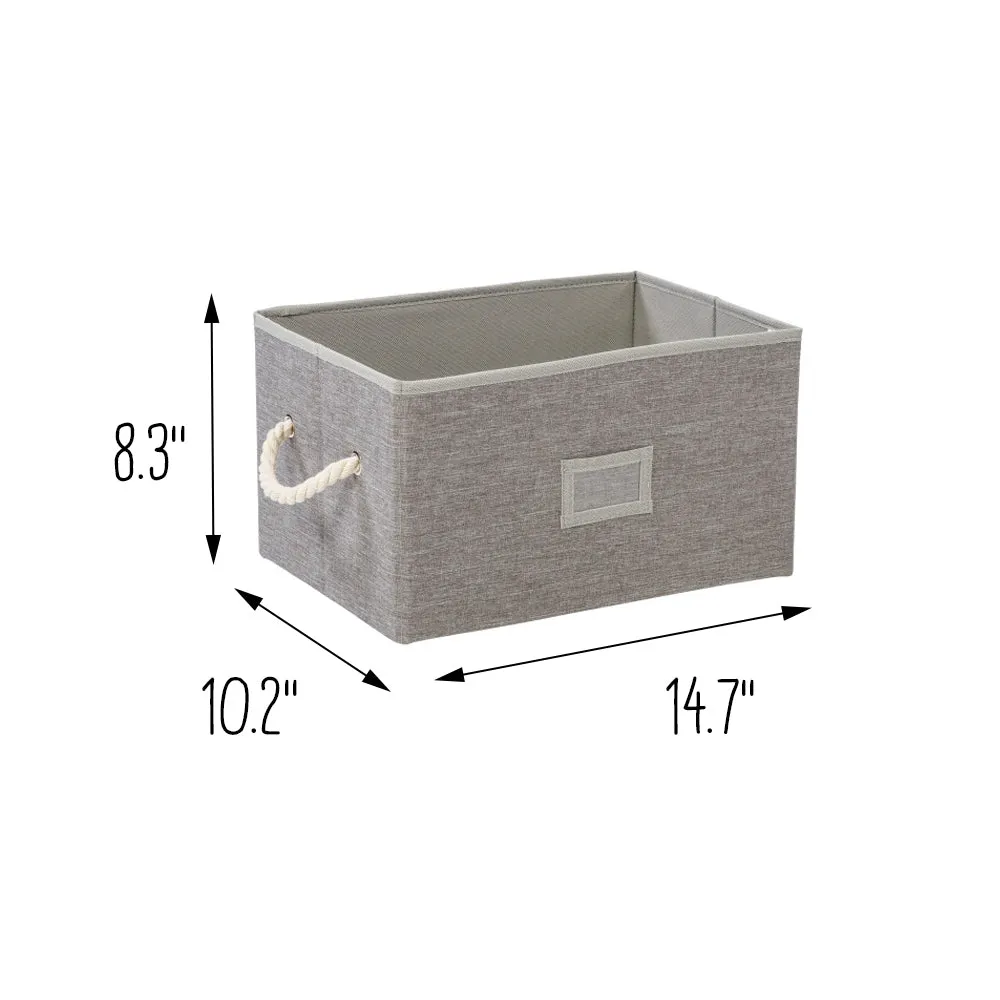 Heather Gray Folding Large Fabric Storage Bins with Handles (Set of 3)