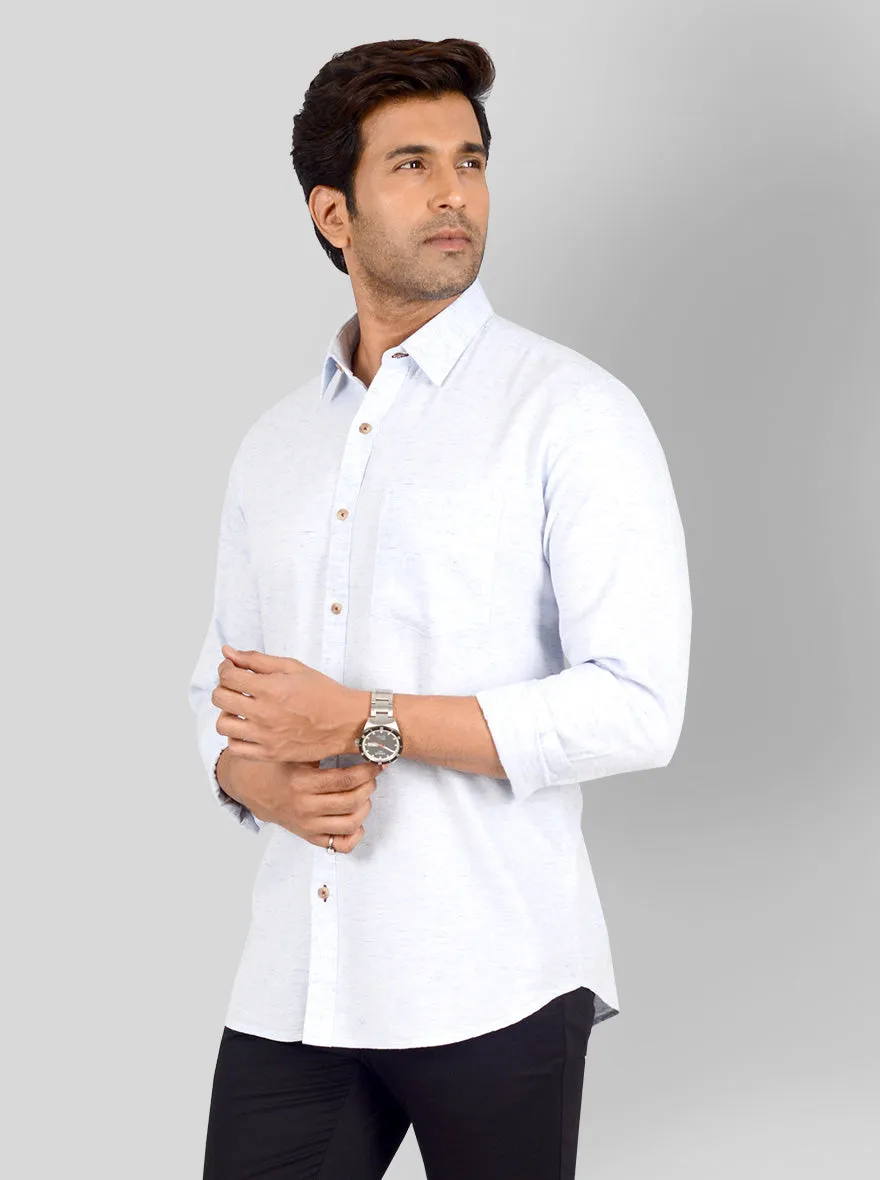 Ice Blue Self Design Smart Fit Casual Shirt | Greenfibre