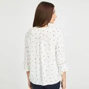 Ivory and Camellia Daisy Garden Blouse