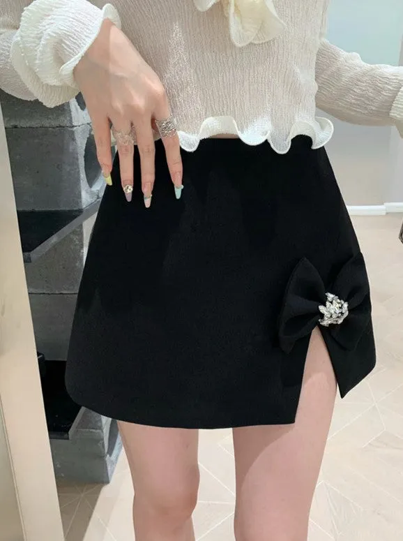 KittenAlarm - Jimena Spliced Bow Mini Skirts