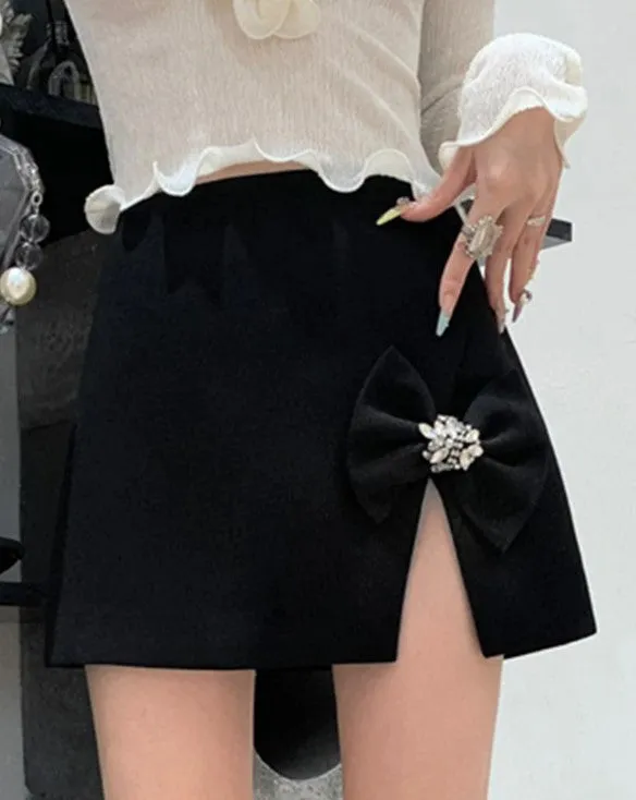 KittenAlarm - Jimena Spliced Bow Mini Skirts