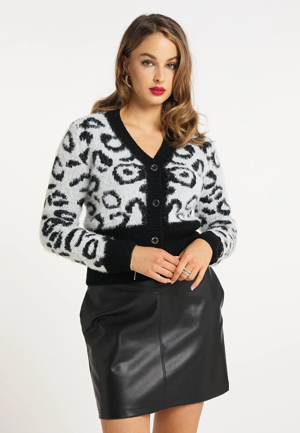 Knitted cardigan Faina, white