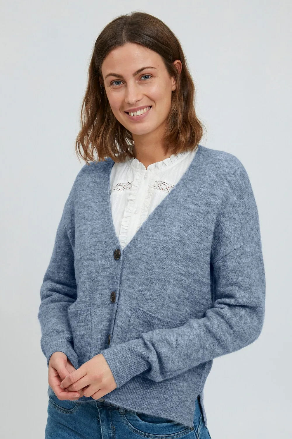 Knitted cardigan Fransa FREMDEBBI 2, blue