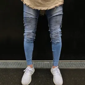 Light Blue Skinny Ripped Ankle Tight Jeans