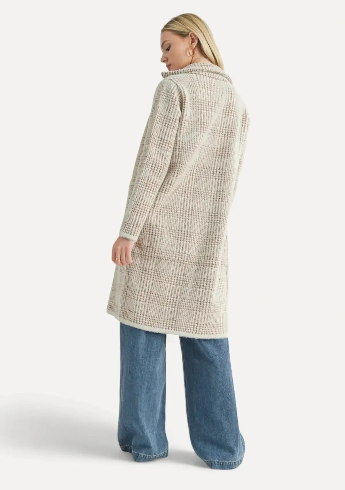 Marceau Houndstooth Coat - Ivory Brown