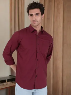 Maroon Solid Smart Fit Semi Casual Shirt | Greenfibre