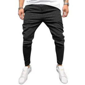 Mens Fashion Stripe Lightweight Casual Pants