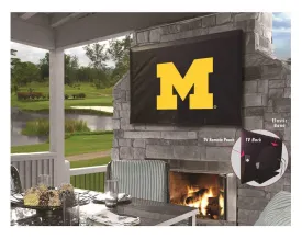 Michigan Wolverines Black Breathable Water Resistant Vinyl TV Cover