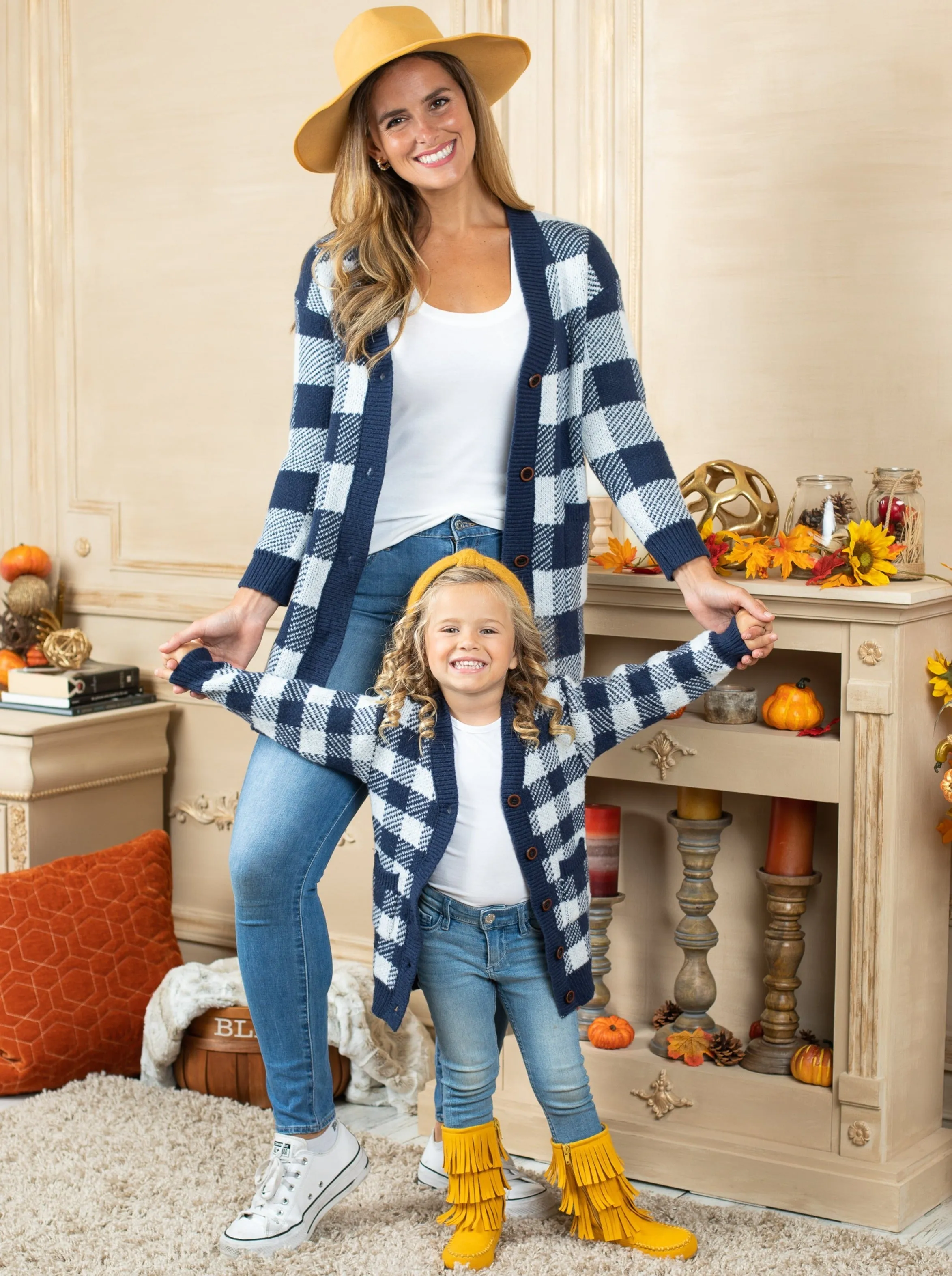 Mommy And Me Falling Leaves Oversized Cardigans