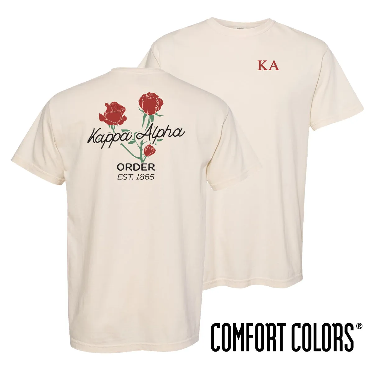 New! Kappa Alpha Comfort Colors Rosebud Ivory Short Sleeve Tee