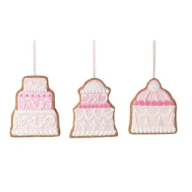 Nutcracker Sweet Shoppe Set Of 3 Assortment Pink Cake Cookie Ornaments