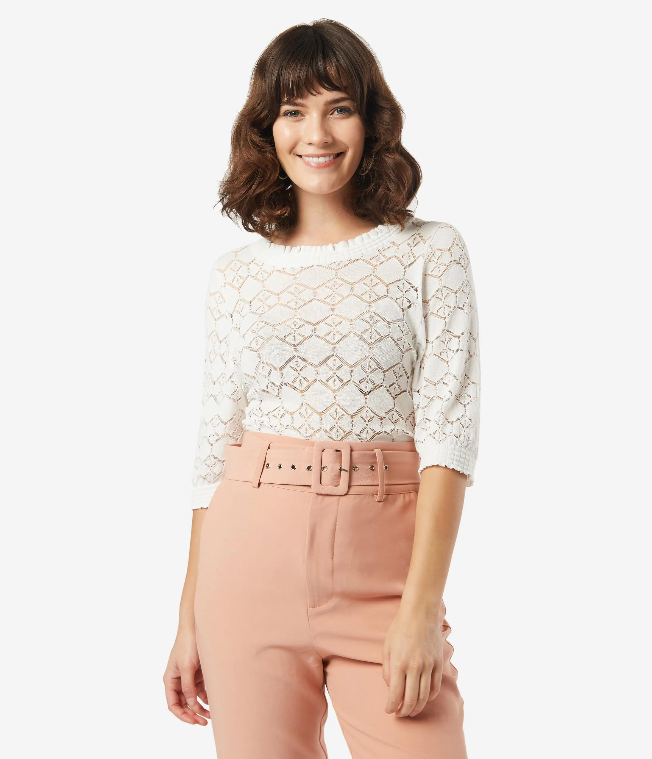 Off White Lace Crochet Blouse