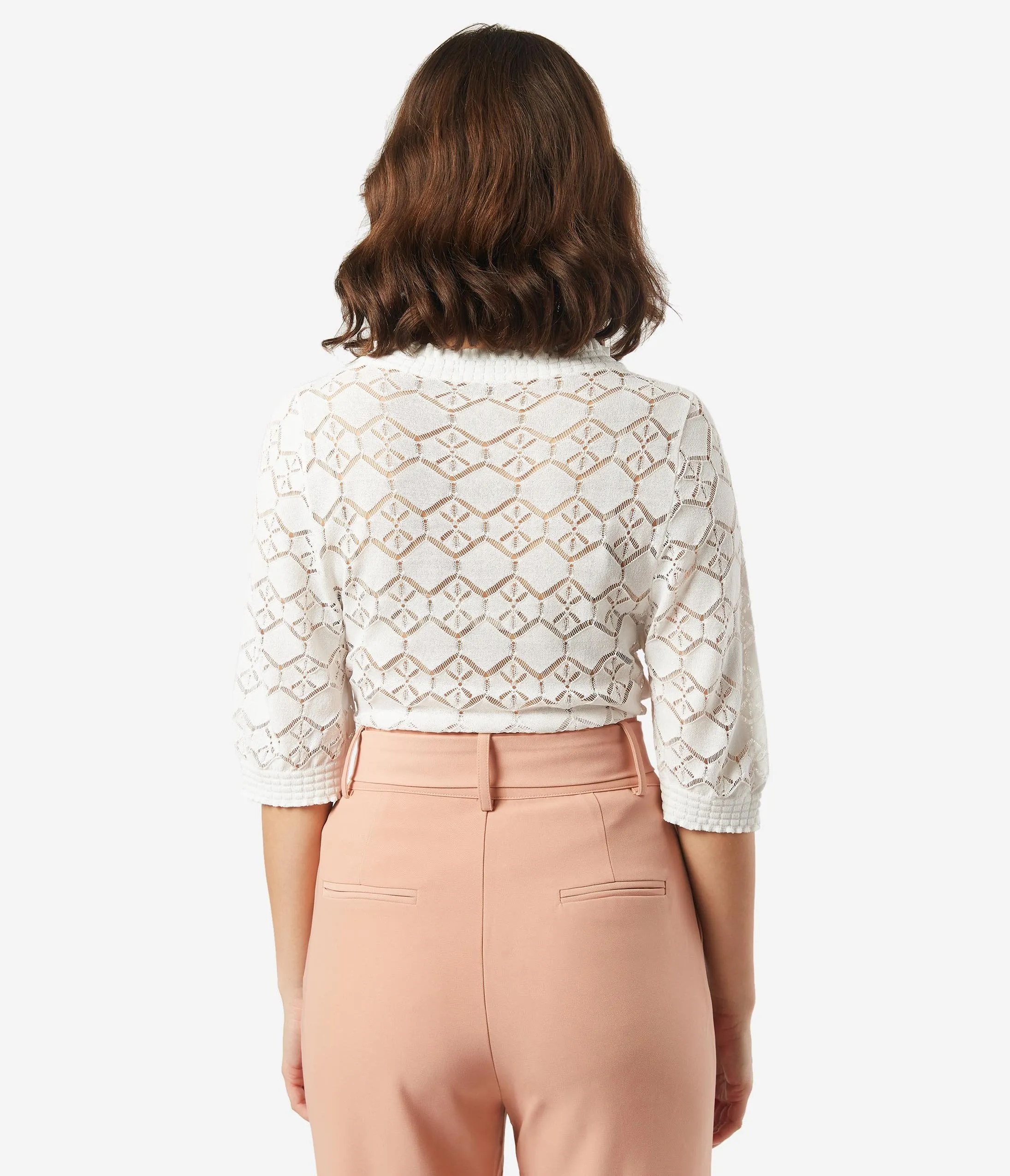 Off White Lace Crochet Blouse