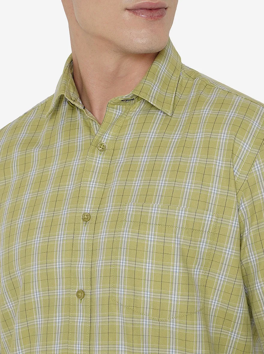 Palm Green Checked Smart Fit Casual Shirt | Greenfibre