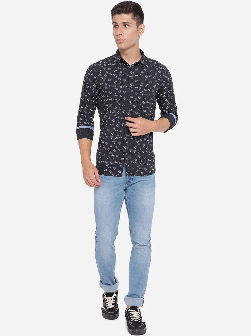 Panthom Black Checked Slim Fit Semi Casual Shirt | JadeBlue