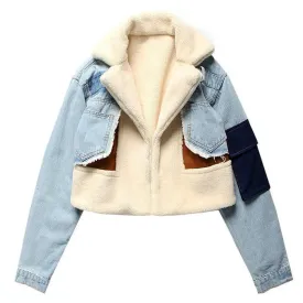 Patchwork Denim Cropped Jacket