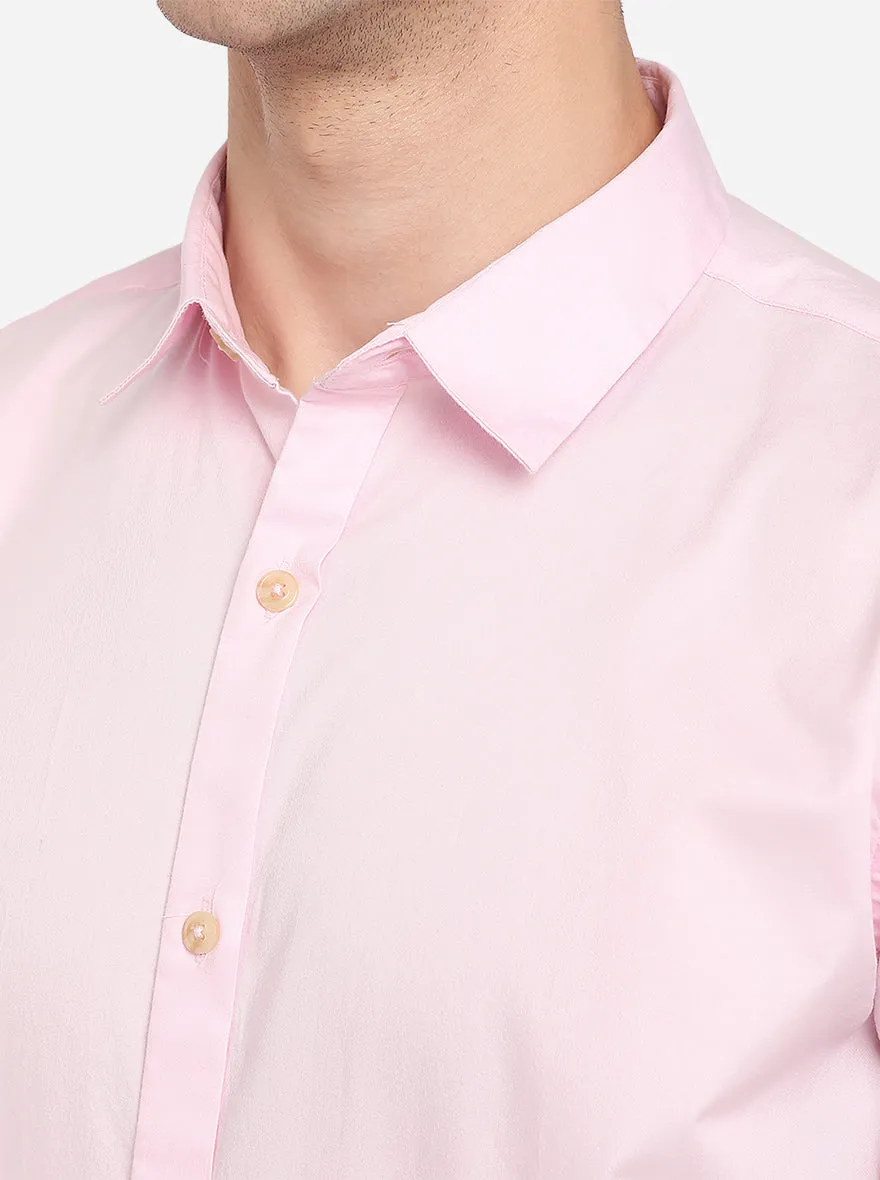 Pink Solid Slim Fit Casual Shirt | JadeBlue