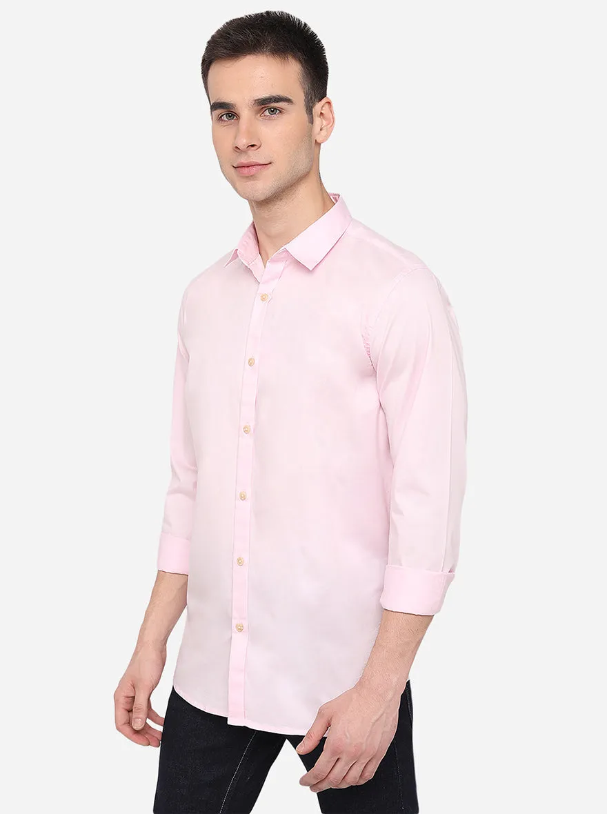 Pink Solid Slim Fit Casual Shirt | JadeBlue