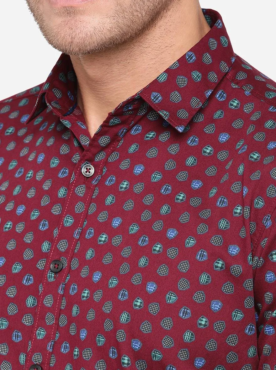 Purple Printed Slim Fit Casual Shirt | JadeBlue