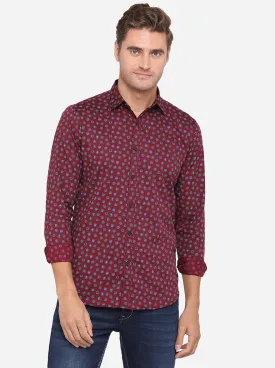 Purple Printed Slim Fit Casual Shirt | JadeBlue