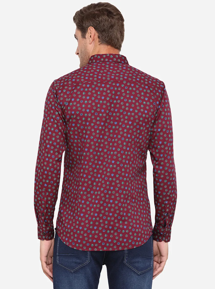 Purple Printed Slim Fit Casual Shirt | JadeBlue