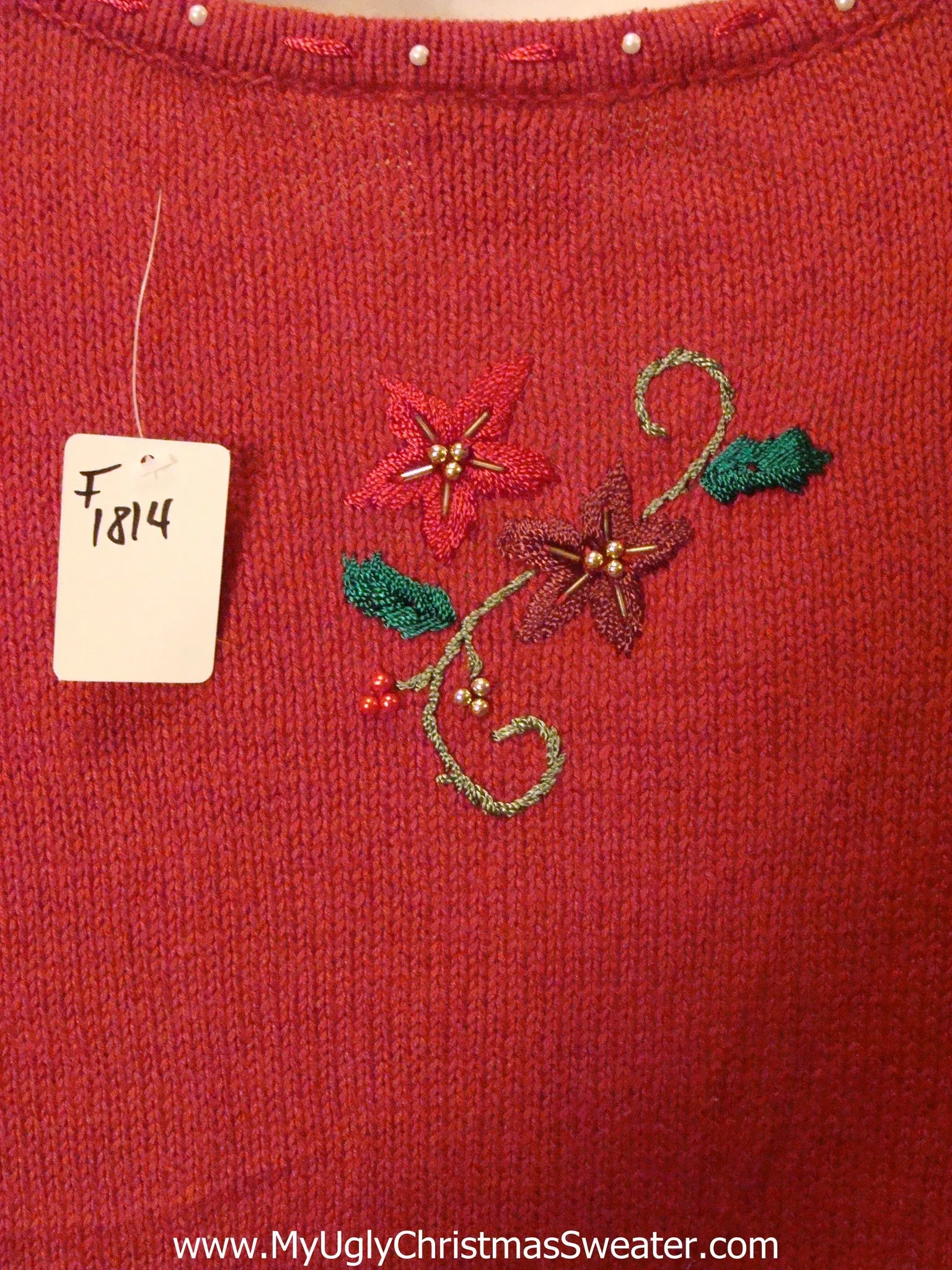 Red Poinsettias with Bling Funny Ugly Sweater