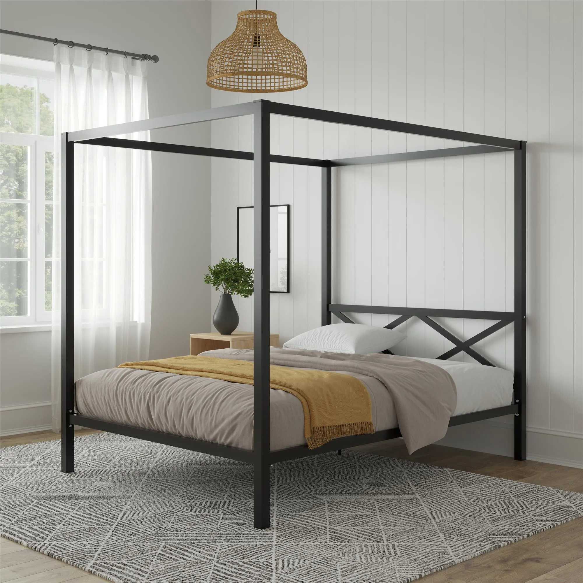 Remna Metal Canopy Platform Bed Frame