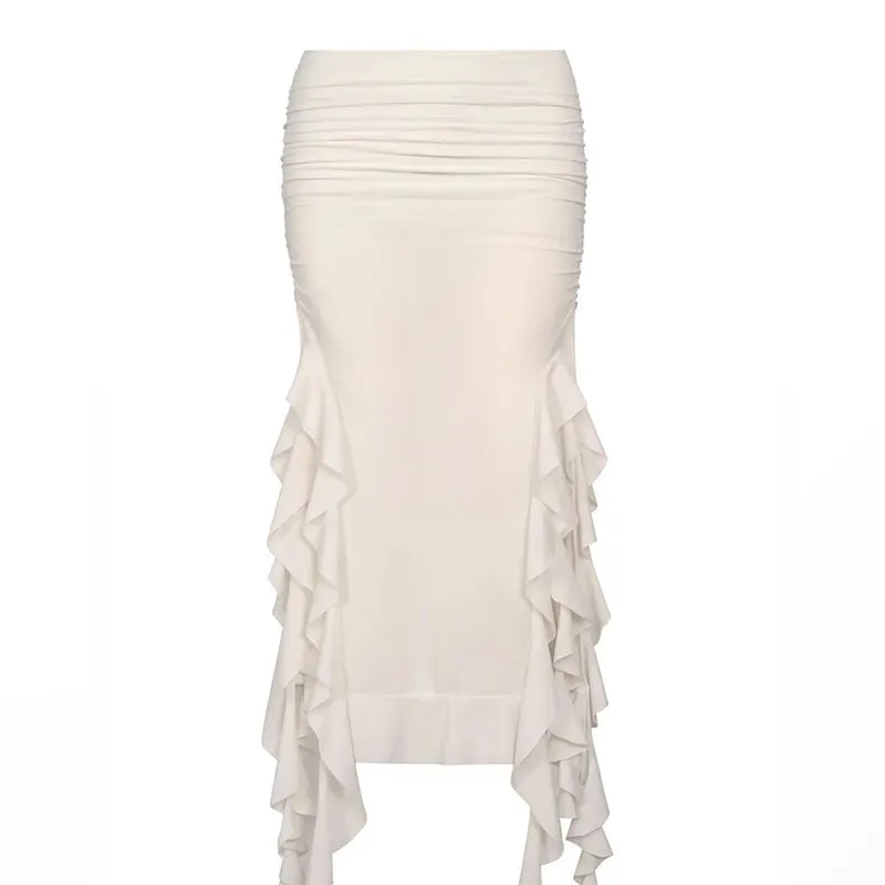 Rose Ruffle Midi Skirt