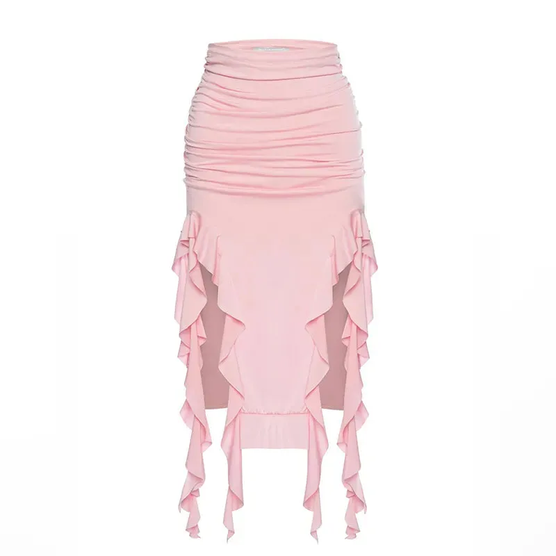 Rose Ruffle Midi Skirt