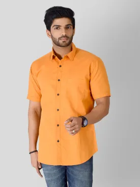 Saffron Orange Solid Slim Fit Casual Shirt | JadeBlue