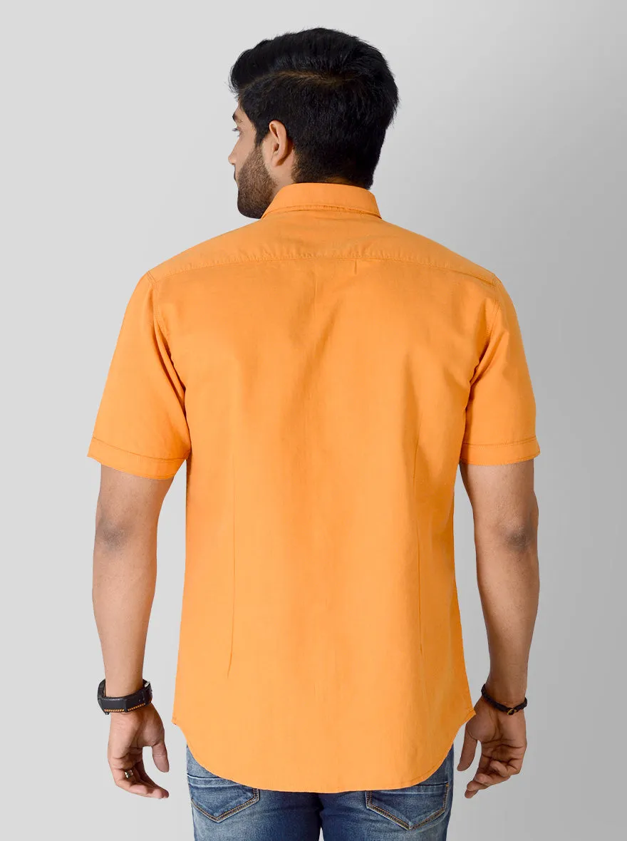 Saffron Orange Solid Slim Fit Casual Shirt | JadeBlue