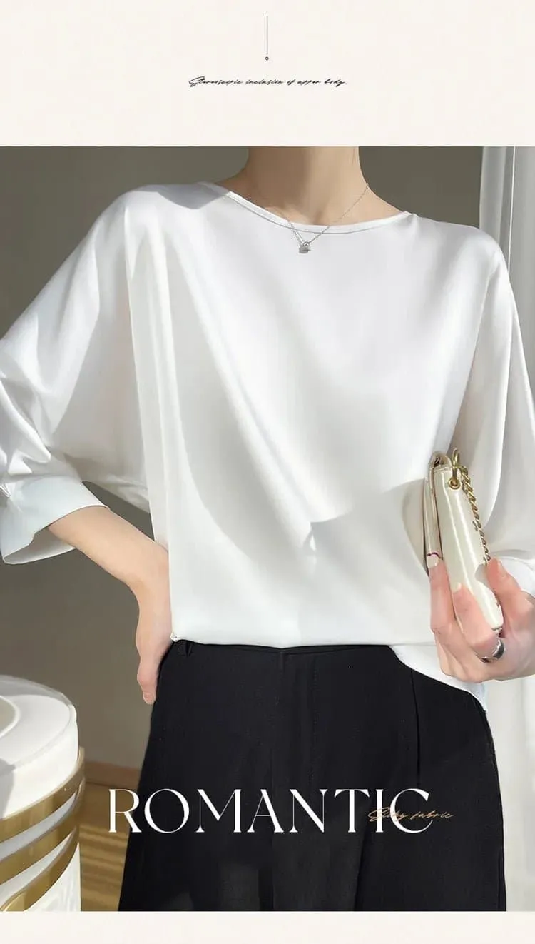 Satin Half-Sleeve Blouses