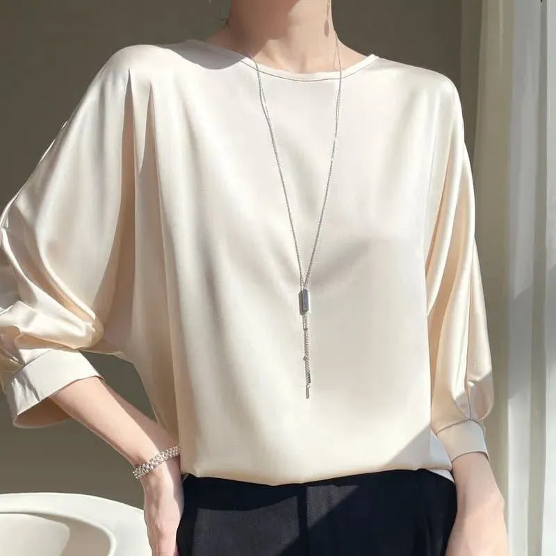 Satin Half-Sleeve Blouses