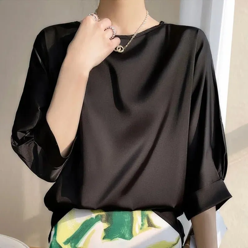 Satin Half-Sleeve Blouses