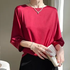 Satin Half-Sleeve Blouses