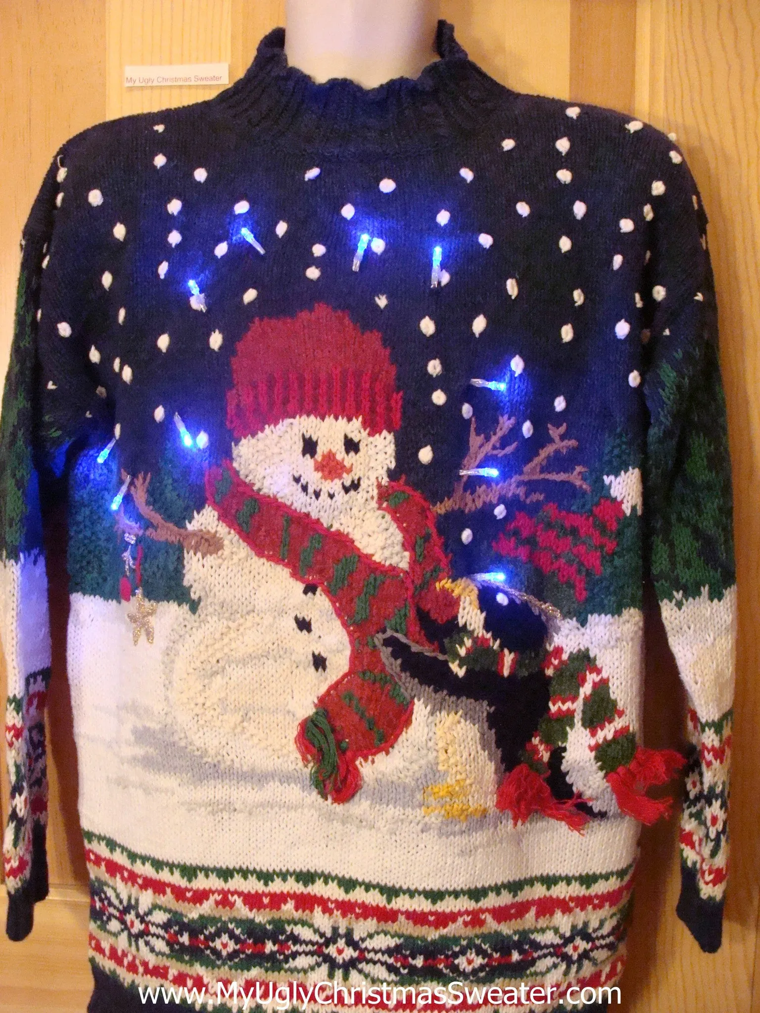 Snowman Pullover 2sided Tacky Light Up Christmas Sweater