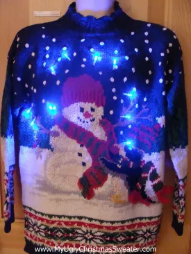 Snowman Pullover 2sided Tacky Light Up Christmas Sweater