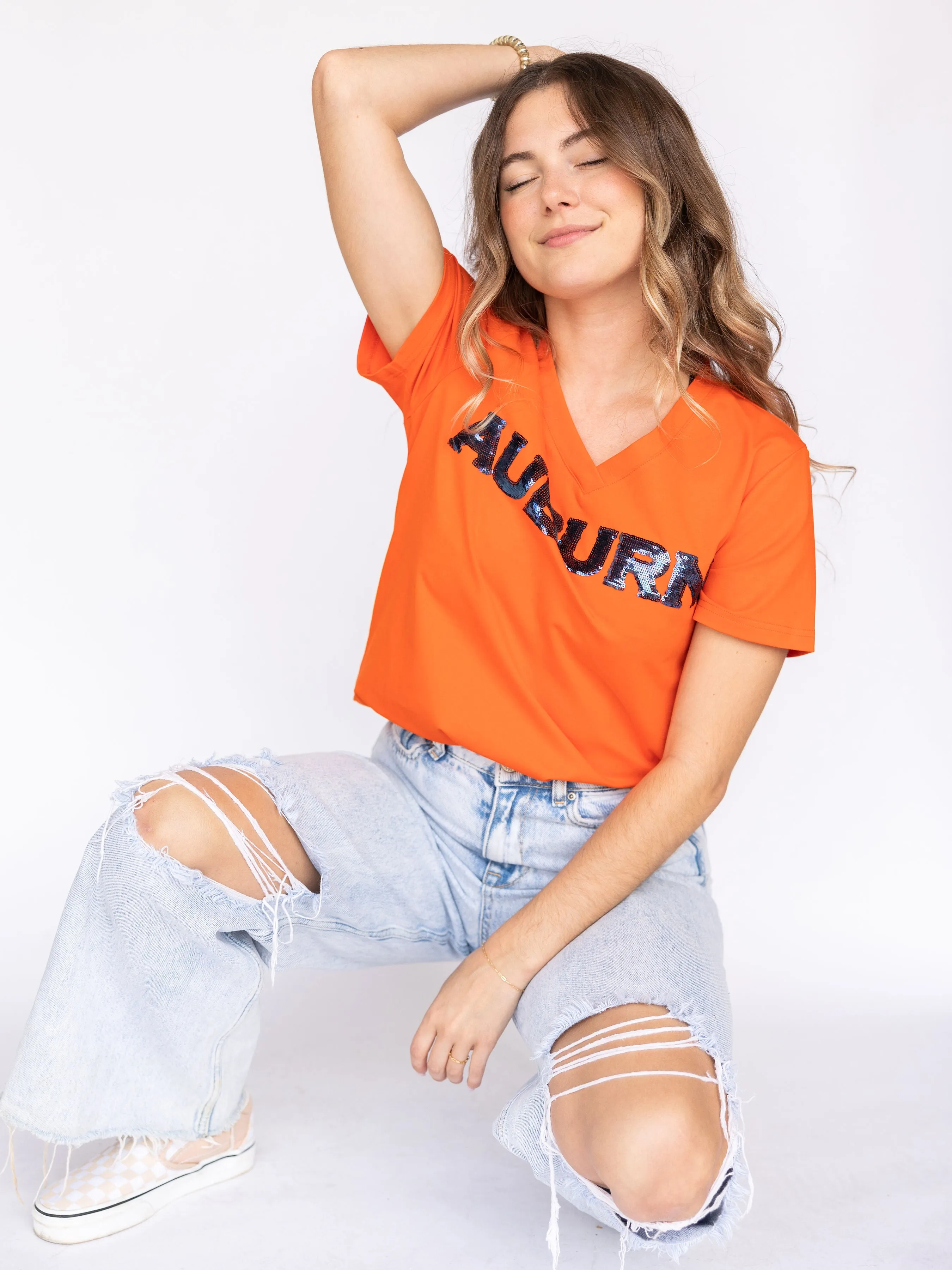 Sparkle Slugger AUBURN Orange Jersey Tee