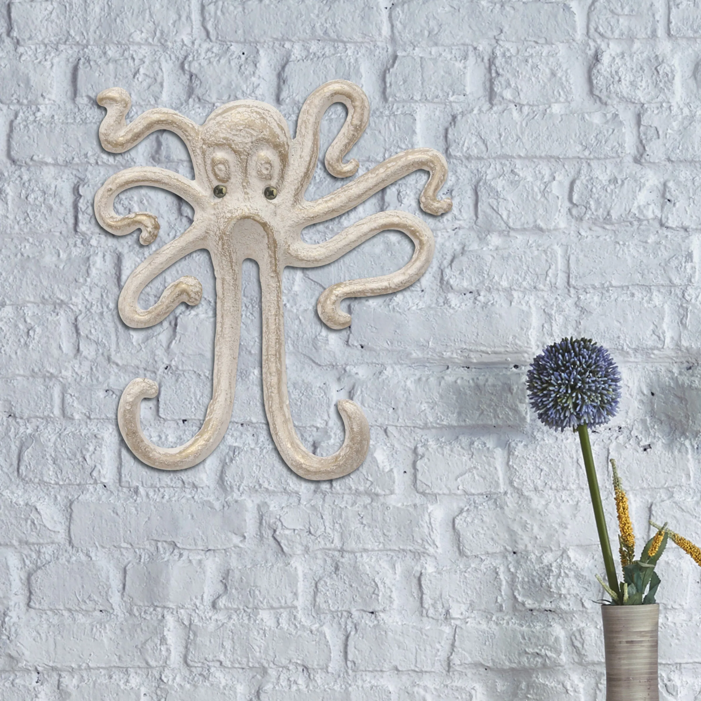 Stonebriar Decorative Cast Iron Octopus Double Wall Hook