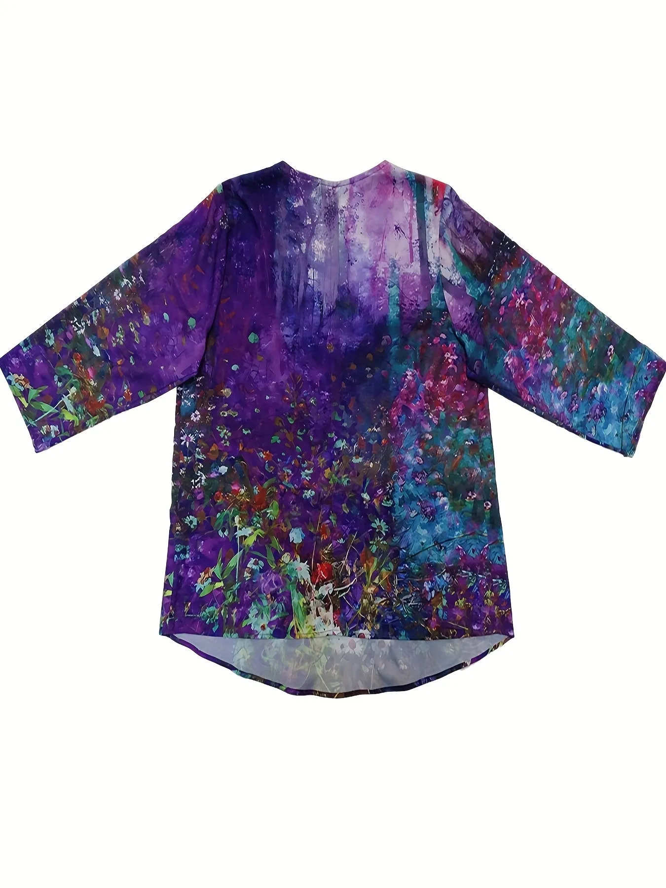 Stylish Plus Size Tie Dye Floral Blouse for Women