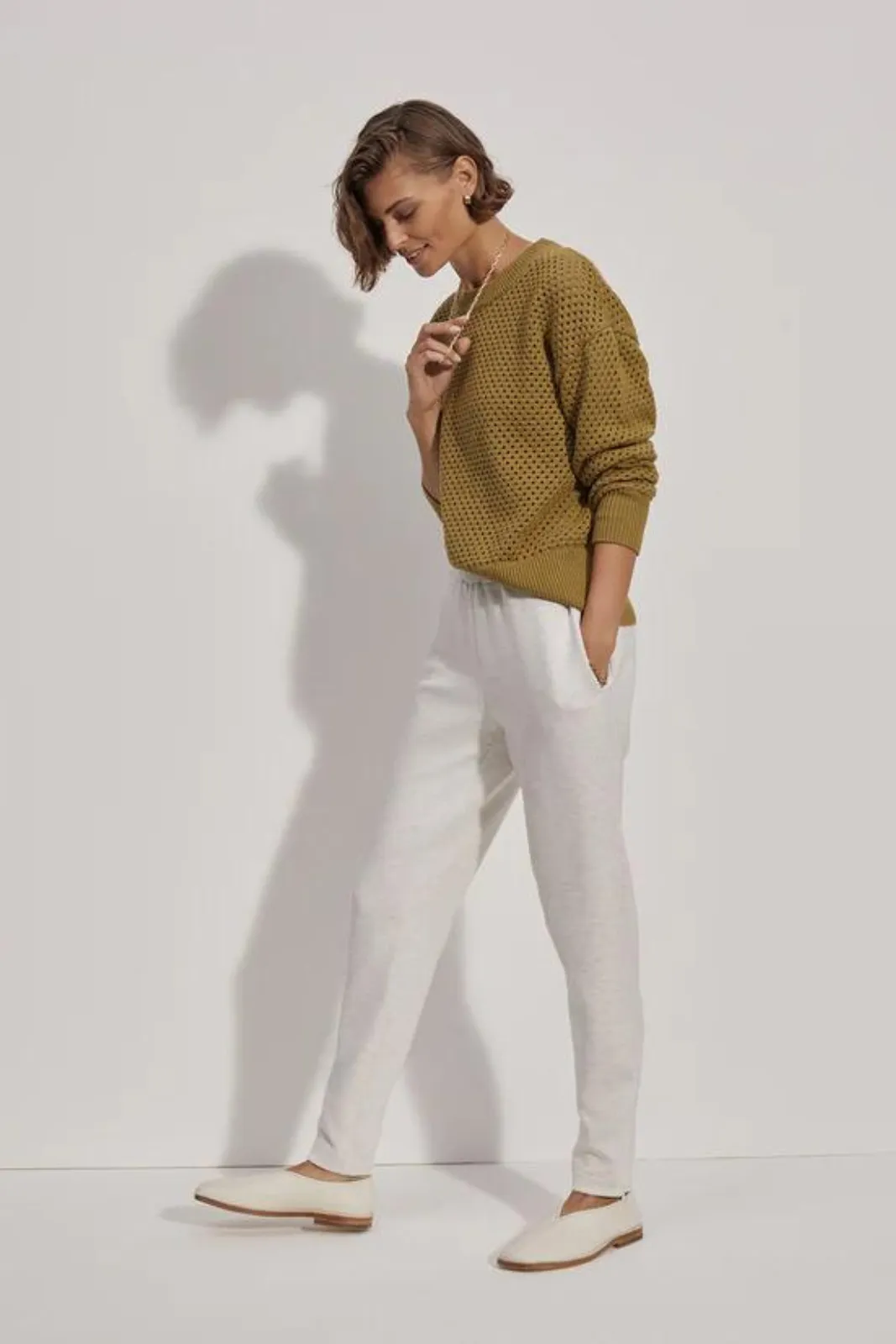 The Slim Zip Hem Pant 29.5", Ivory Marl