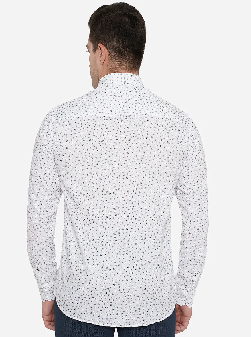 White Printed Smart Fit Casual Shirt | Greenfibre