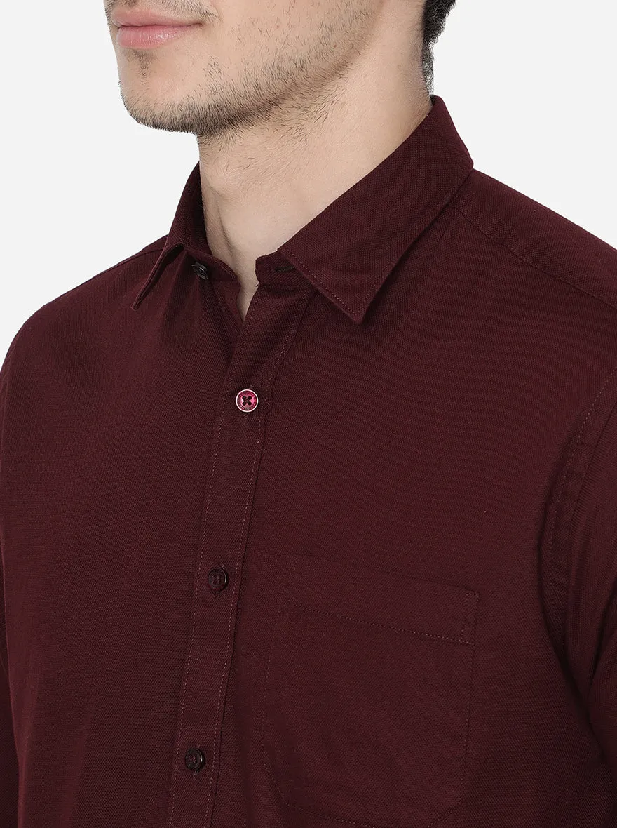 Wine Solid Classic Fit Casual Shirt | Greenfibre