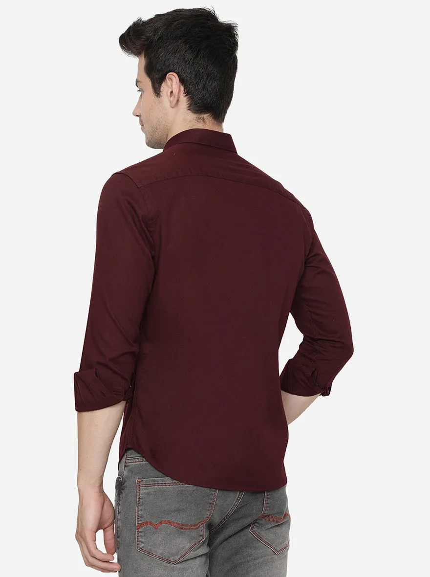 Wine Solid Classic Fit Casual Shirt | Greenfibre