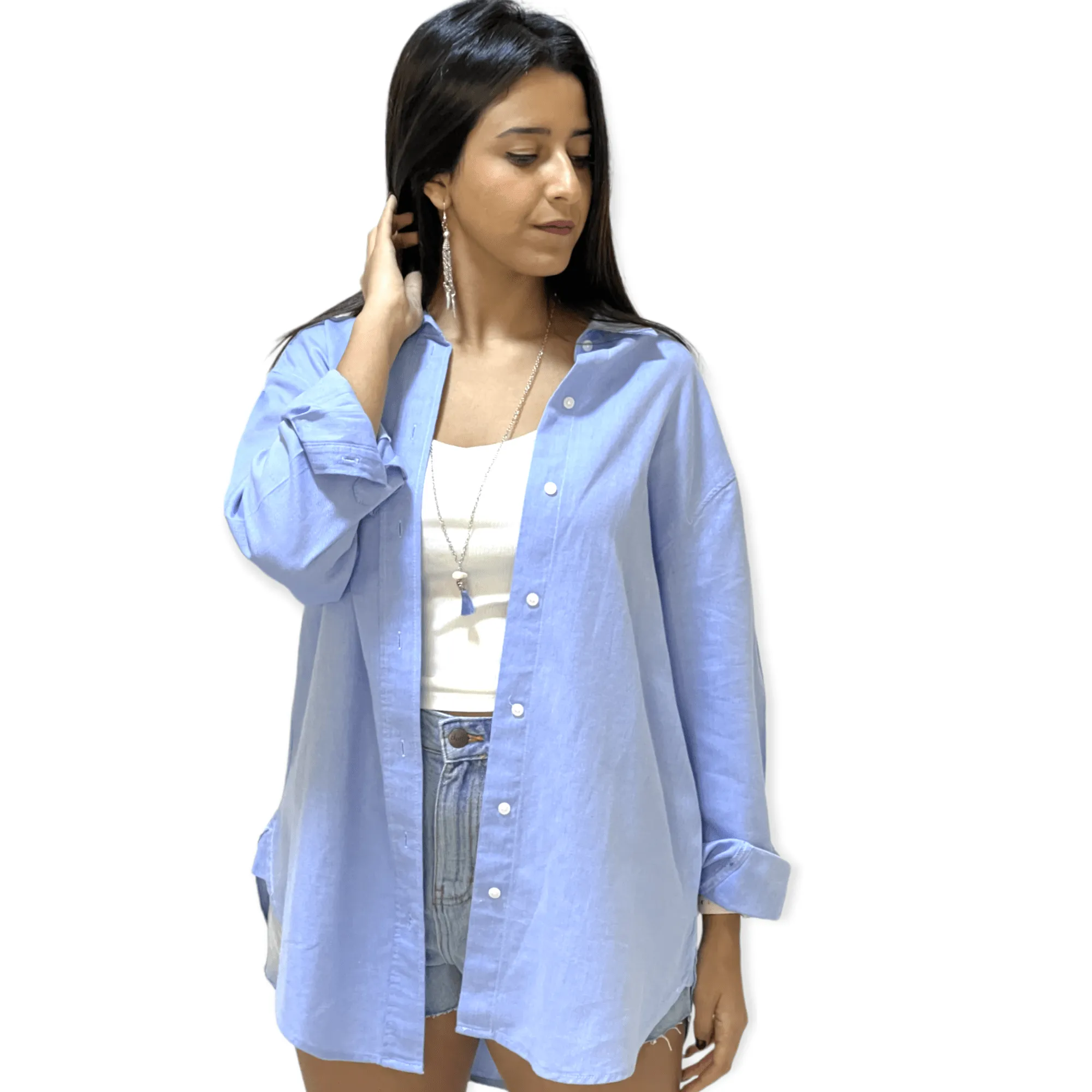 Women (OverSized / Long) Shirt - Baby Blue