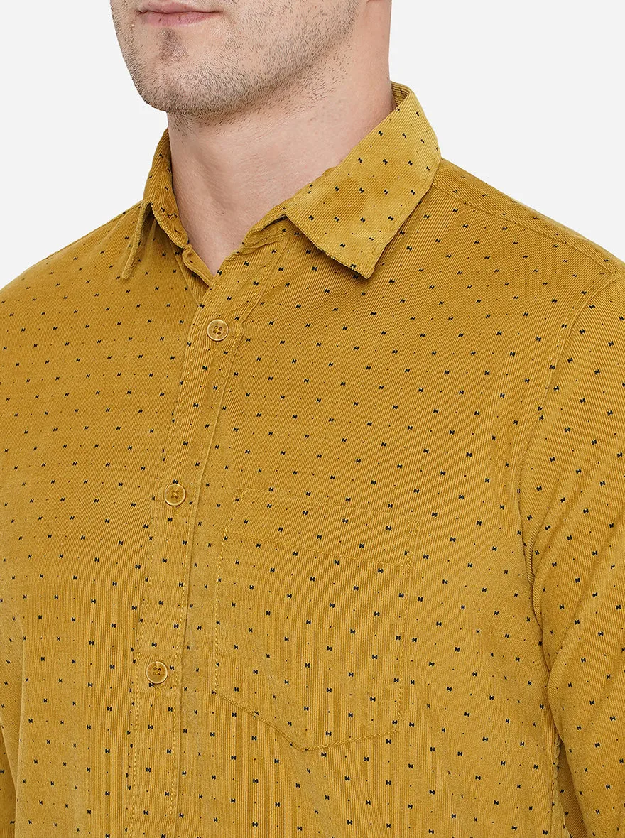 Yellow Printed Slim Fit Semi Casual Shirt | JadeBlue