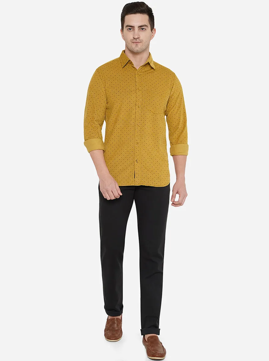 Yellow Printed Slim Fit Semi Casual Shirt | JadeBlue